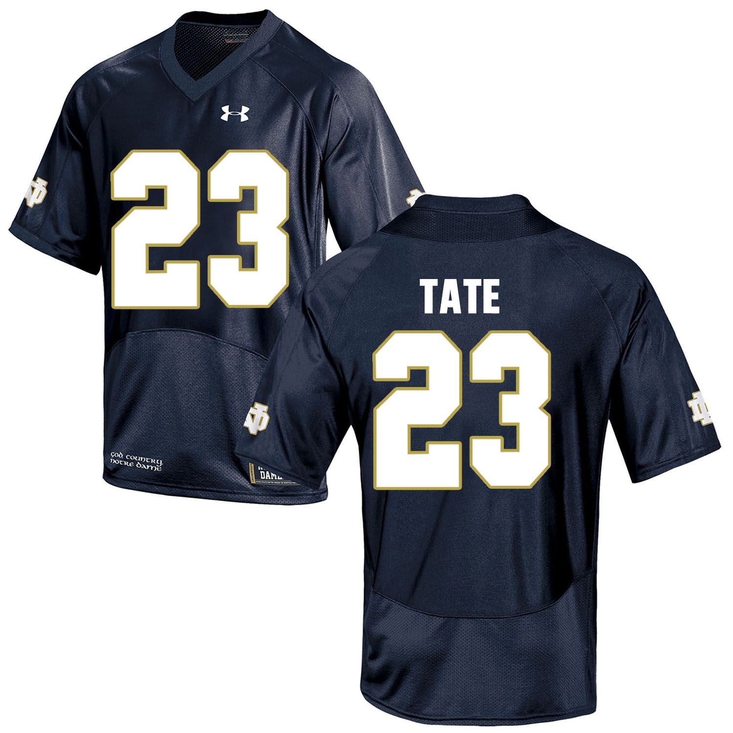 Men Norte Dame Fighting Irish #23 Tate Navy Blue Customized NCAA Jerseys